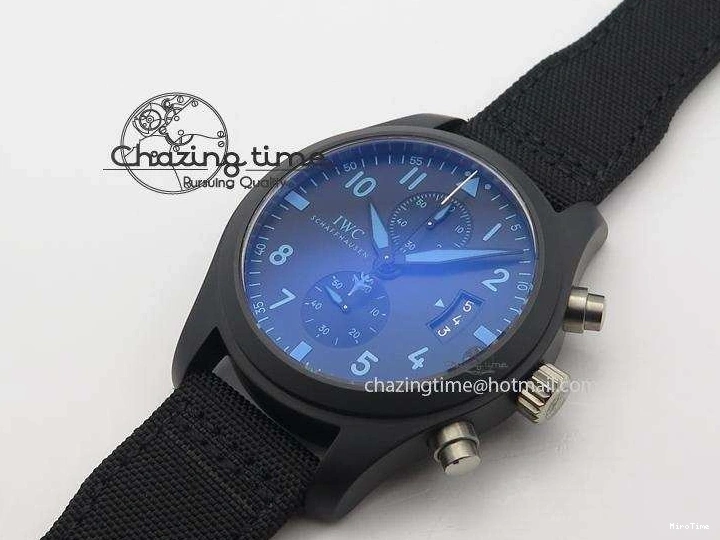 MIROTIME 0404 Comfortable Pilot Chrono IW388003 Real Ceramic ZF 1:1 Best Edition On Black Nylon Strap A 7322